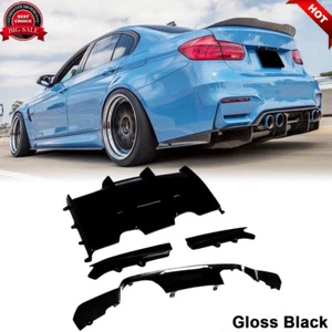 For BMW F80 M3 F82 F83 M4 2014-19 Gloss Black Rear Bumper Diffuser Lip Splitters - Picture 1 of 12