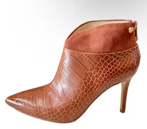 Louise et Cie Sana Croc Embossed Stiletto Ankle Boots TerraCotta Size 37.5 US 7 - Picture 1 of 10