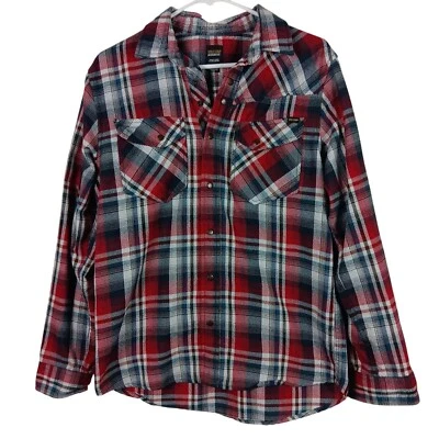 Volcom Workwear Mens Plaid Flannel Shirt Size S Red Cabincore Lumberjack Style - Image 1 of 4