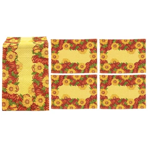 Gold Coast Fall Shimmering Sunflowers & Pumpkins Tapestry Placemat & Runner Set - Picture 1 of 6