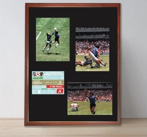 Diego MARADONA 1986 Match vs England FRAMED 13x17" Photos & Ticket DISPLAY Repro - Picture 1 of 1