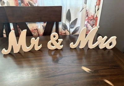 Mr And Mrs Wooden Letters White - Image 1 of 2