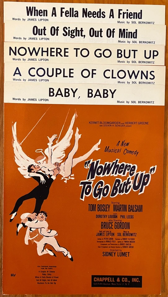 Cinco partituras FLOP BROADWAY MUSICAL 1962 NOWHERE TO GO BUT UP SOL BERKOWITZ Foto 1 de 1