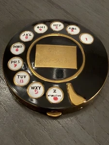 Cuadrante de teléfono giratorio Schiaparelli años 50 negro/dorado metal compacto, soplo, tamiz A2 - Imagen 1 de 5