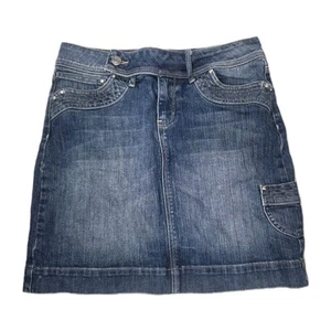 Falda Denim NOIR Mini Estrás Embellecida Azul Jean Talla 0 - Imagen 1 de 22