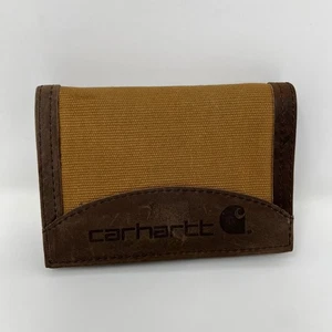 Portafoglio Carhartt Marrone Tela e Pelle Trifold con Finestra ID - Durevole Workwe - Foto 1 di 6