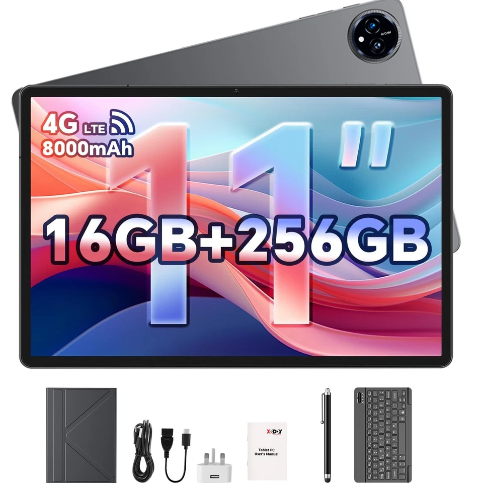 2025 New Tablet Android 15 24GB RAM+256GB 8000mAh 11 inch 4G LTE 2SIM Wi-Fi IPS - Image 1 of 1