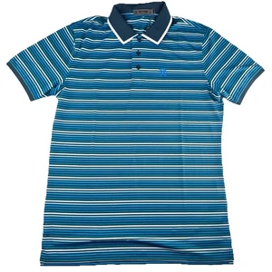 G Fore Poloshirt Herren klein blau weiß gestreift Performance Golf Stretch neu mit Etikett - Bild 1 von 6