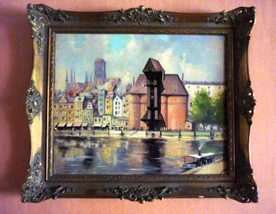 Ölgemälde Lange Gasse mit Kranentor in Danzig - Bild 1 von 4