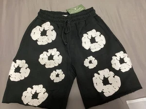(Gr. M) Denim Tränen Baumwolle Kranz Shorts (schwarz & weiß) - Bild 1 von 3