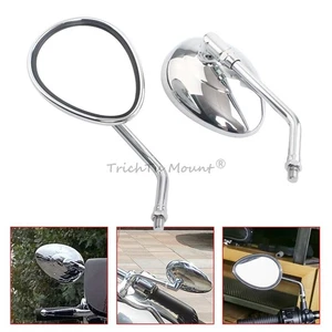 10MM Chrome Rearview Motorcycle Side Mirrors for Honda Suzuki Indian Universal - Picture 1 of 20