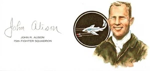John Alison Hand Signed Cut Signature GOE Lithograph WWII American Ace 2 - Picture 1 of 1