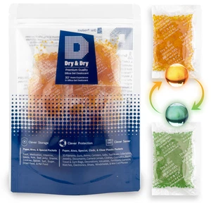 [35 Packs]10 Gram " Dry & Dry" Orange Indicating Silica Gel Packets - Reusable - Picture 1 of 8