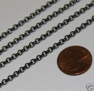 10ft of Gunmetal Plated Rollo Chain 3.2mm Unsoldered Link - Picture 1 of 3