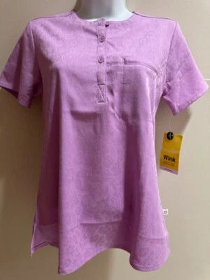 6067 JCFV Round Neck Collar Tuck in Print Scrub Top by Wink - Image 1 of 4