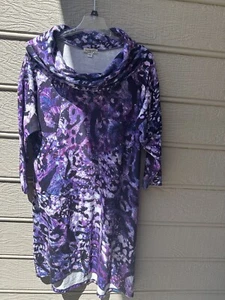 Vestido corto de suéter para mujer Live and Let Live XL púrpura floral - Imagen 1 de 2