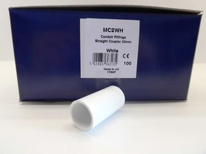 MARSHALL TUFFLEX MC2WH BOX OF 100 20MM STRAIGHT THROUGH CONDUIT COUPLER - Picture 1 of 4