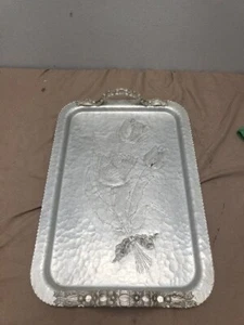 Vintage Rodney Kent Hand Wrought Aluminum  Serving Tray Tulips 408 - Picture 1 of 13