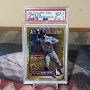 2022 Bowman Chrome Gold Shimmer Refractor /50 Wilman Diaz #BCP-239 PSA 10 POP 2 - Picture 1 of 2