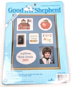 Vintage 1989 Counted Cross Stitch Good Shepard Kit #83636 School Days - Bild 1 von 7