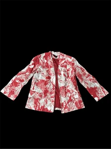 Louben linen blazer coral pink tan 10 M - Picture 1 of 8
