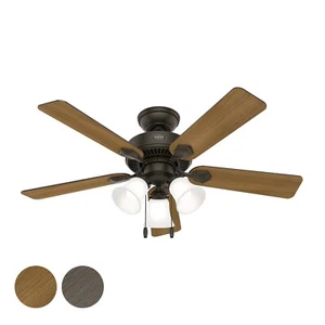 Hunter Fan 44 inch Traditional New Bronze Ceiling Fan with Light and Pull Chain - Picture 1 of 7