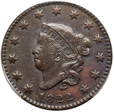 1822 N-7 R-3 PCGS XF 45 Matron or Coronet Head Large Cent Coin 1c - Image 1 of 2