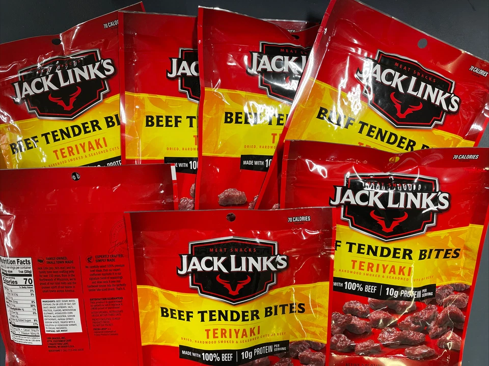 8 bolsas Jack Link's Teriyaki carne de res bocados tiernos 3,25 oz Foto 1 de 1
