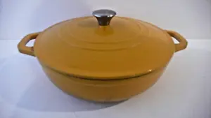 Meilleur Dutch Oven Yellow Color Cast Iron with Lid, Large 12” x 4” Heavy - Picture 1 of 5