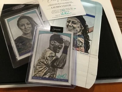 Tarjeta 2022 Topps X Lauren Taylor - Derek Jeter #16 ¡Rara! Verde azulado 5/50 firmado por artista Foto 1 de 4