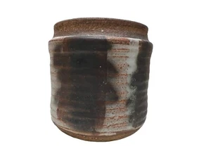 Vtg Wabi Sabi Earthy Brown Signed Vase Pot Studio Pottery vessel Bowl - Picture 1 of 8