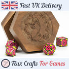 Walnut Dice Storage Box Wood Dragon 7 Hexagon Boardgames RPG DND Flux Crafts