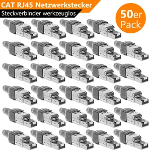 50x CAT6a Netzwerkstecker CAT7 RJ45 Stecker Steckverbinder werkzeuglos geschirmt - Afbeelding 1 van 18