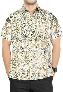 LA LEELA Men's Relaxed Tropical Hawaiian Shirt Casual Short Sleeve L White_Aa164