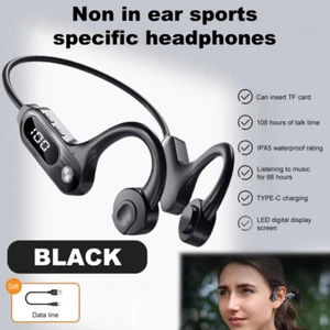 Bone Conduction Headphones Bluetooth 5.3 Wireless Earbuds Outdoor Sport Headset - Photo 1 sur 20