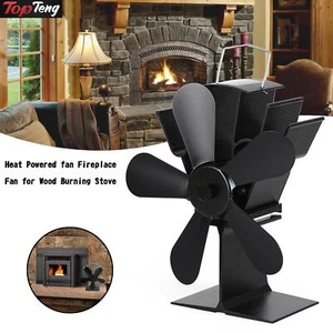 5 Blades Heat Powered Stove Fan Wood Log Burner Fireplace Fuel Saving Eco - Picture 1 of 12