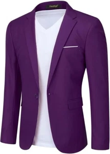 CloudStyle Herren Slim Fit Lila Sakko XL 44R Kerb Revers 1 Knopf - Bild 1 von 4