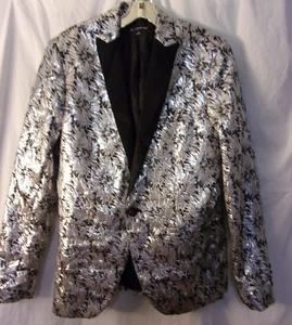 INC Silver/Black Blazer Men's Small, one Button Front Very Good Condition - Picture 1 of 3
