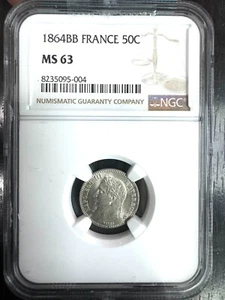 Frankreich Napoleon III 1852-1870 - 50 Cent 1864 BB Straßburg - NGC Ms 63 - Picture 1 of 4