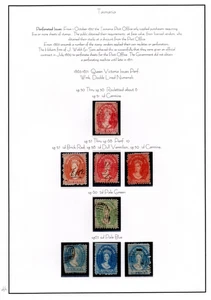 AUSTRALIA TASMANIA 1863-1871 SPECIALIZED COLLECTION OF 21 STAMPS ON TWO PAGES - Picture 1 of 2