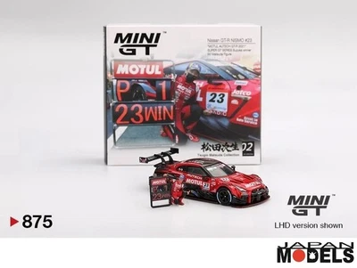 Nissan GT-R NISMO MOTUL #23 Suzuka Winner W/Matsuda Figure 1:64 Die Cast Mini GT - Immagine 1 di 4