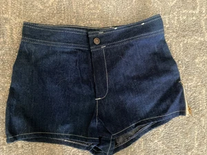 Vintage 70s LUV IT Girls Denim Short Shorts Hot Pants Size 12 - Picture 1 of 4