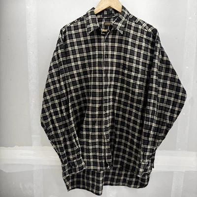 Camisa Coach de 2 capas de sarga de algodón fino Oxford tostada negra a cuadros con botones para hombre grande EE. UU. Foto 1 de 4