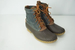 L.L. Bean Duck Boots Men's Size 11 M Lace Up Snow Rain Boots Brown Navy Teal - Picture 1 of 7