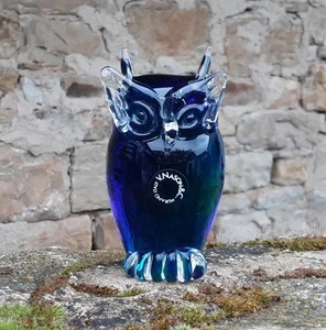 ***VINTAGE GLASFIGUR*SKULPTUR*EULE*MURANO*SIGNIERT NASON*BLAU~GRÜN*ÜBERFANG*** - Bild 1 von 12