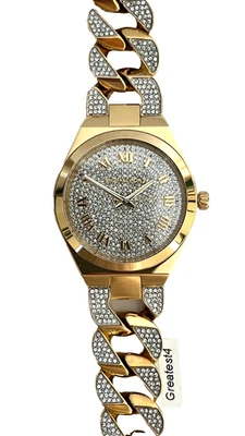 NEW MICHAEL KORS LENNOX MK7487 GOLD TONE PAVE CRYSTAL  DIAL  37 MM LADIES WATCH - Image 1 of 4