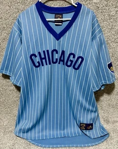 Camiseta deportiva retro Cooperstown vintage majestic de los Chicago Cubs a rayas para hombre talla 2XL - Imagen 1 de 7