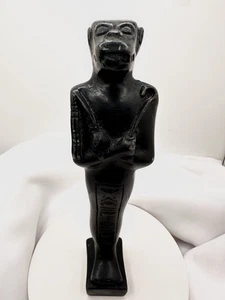 Altägyptischer Hapi Pavian Statue Handarbeit schwarzer Basalt Stein Ägypten Deko Geschenk - Bild 1 von 9