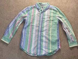 Ralph Lauren Striped Multicolor Button Long Sleeve Shirt Youth Boys 7 Preppy - Picture 1 of 9