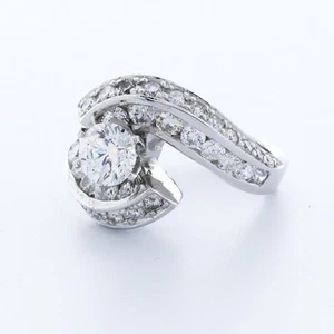 2.9CT NATURAL DIAMOND F/SI1 ROUND CUT 14K WHITE GOLD PRONG BYPASS ACCENT RING - Picture 1 of 3